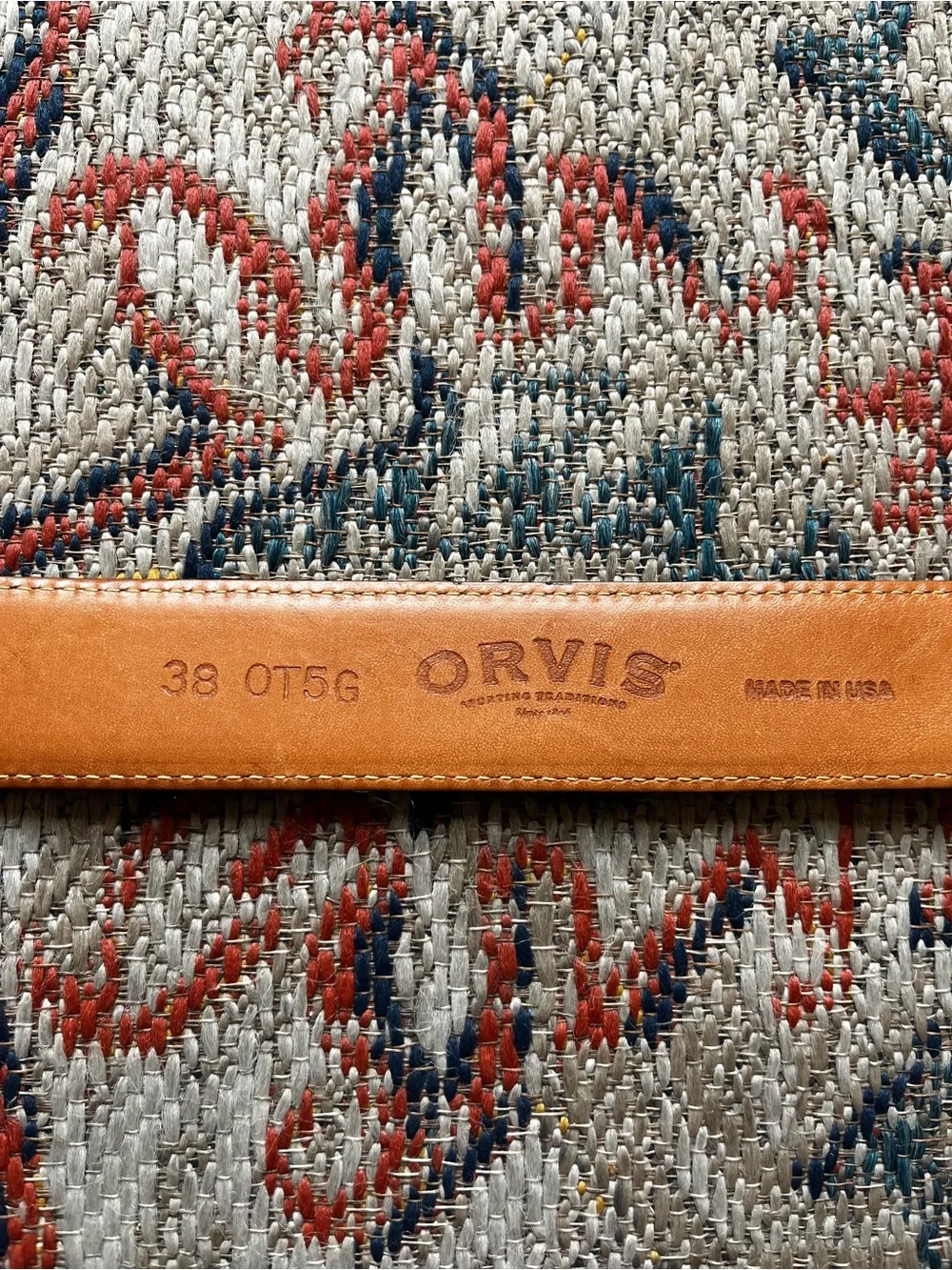 Orvis Chestnut Brown Leather Belt with Silver-Tone Hardware Size 38 Western